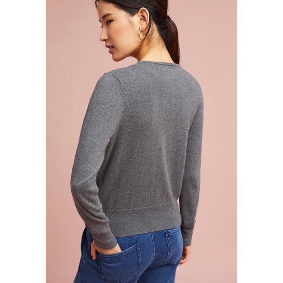 Anthropologie Pearl Embellished Gray Cardigan Sz S - Picture 12 of 12
